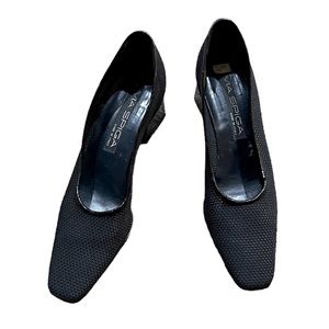 Via Spiga Block Heel Weave Pumps